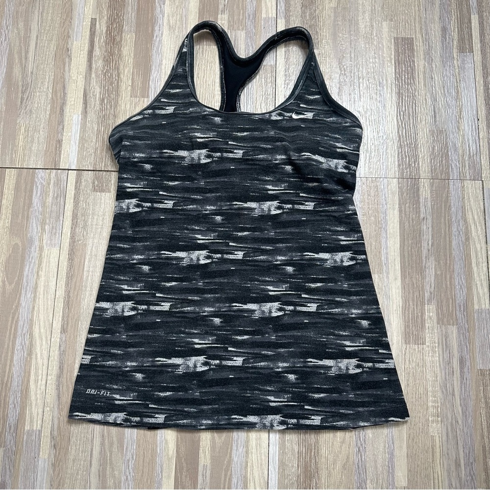 Nike Women's Dri-Fit Black and Gray Racerback Tank Top, Size Small